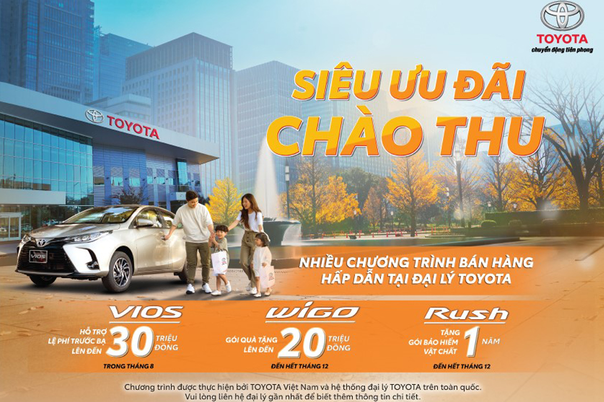 Chương trình ưu đãi đươc thực hiện bởi Toyota Việt Nam và hệ thống đại lý Toyota trên toàn quốc.