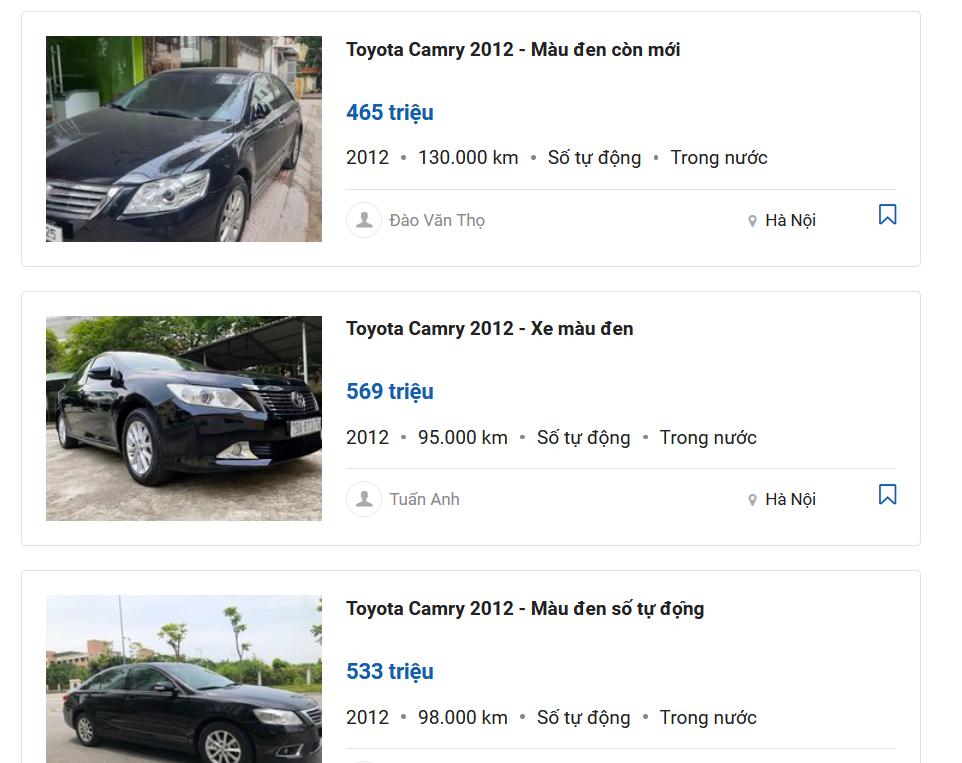 Toyota Camry 2012 có độ giữ giá ấn tượng.